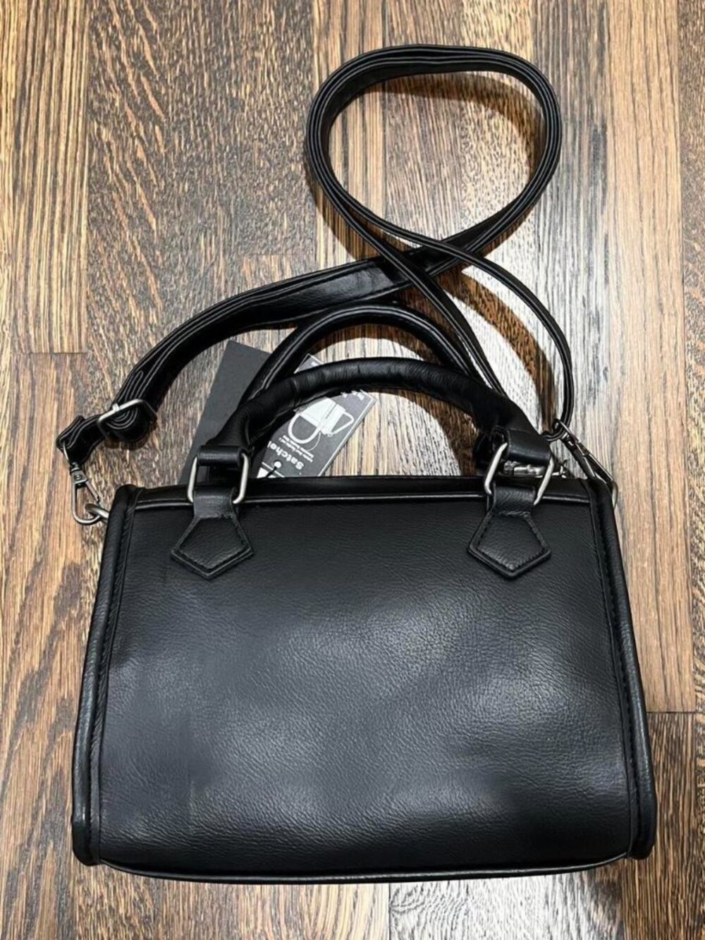 ed hardy black leather shoulder bag small / medium tote - Picture 2 of 5